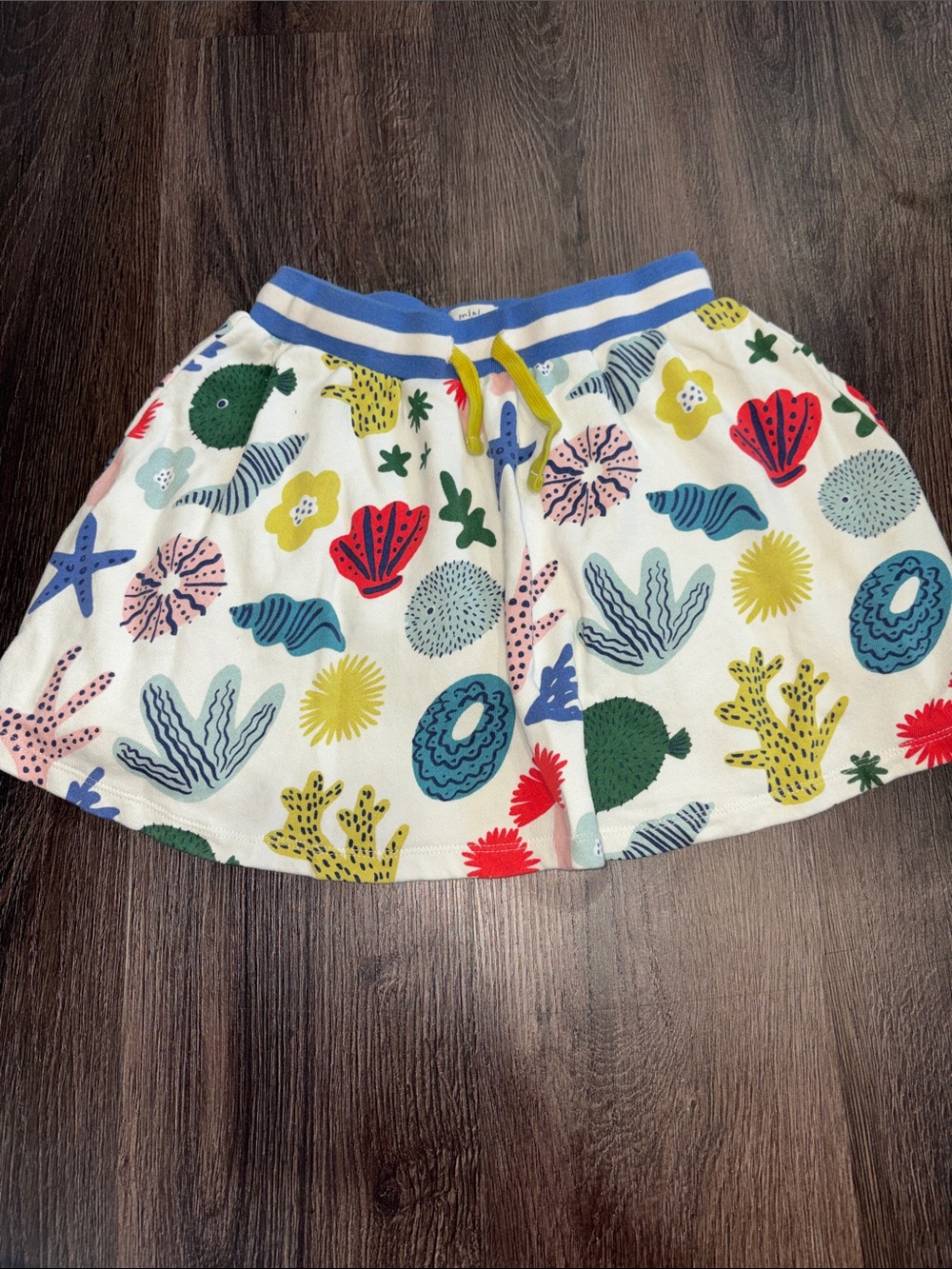 Kids White Play Skirt with Colorful Sea Life Print, shorts underneath